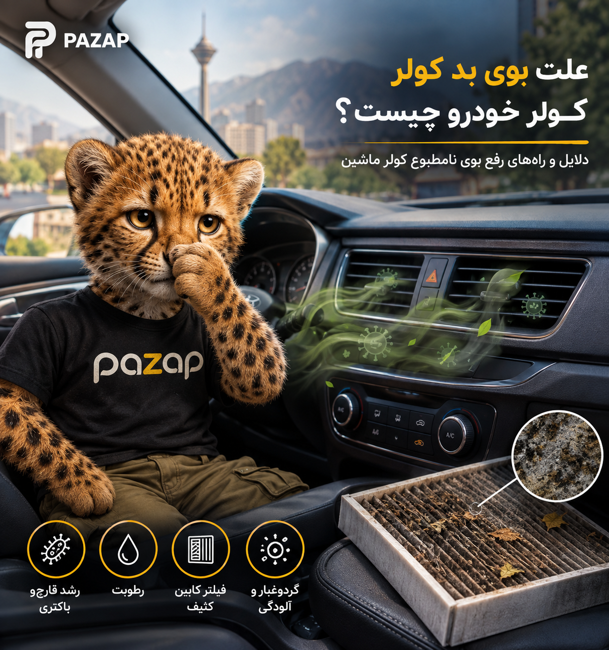 علت بوی بد کولر خودرو چیست؟ | دلایل و راه‌های رفع بوی نامطبوع کولر