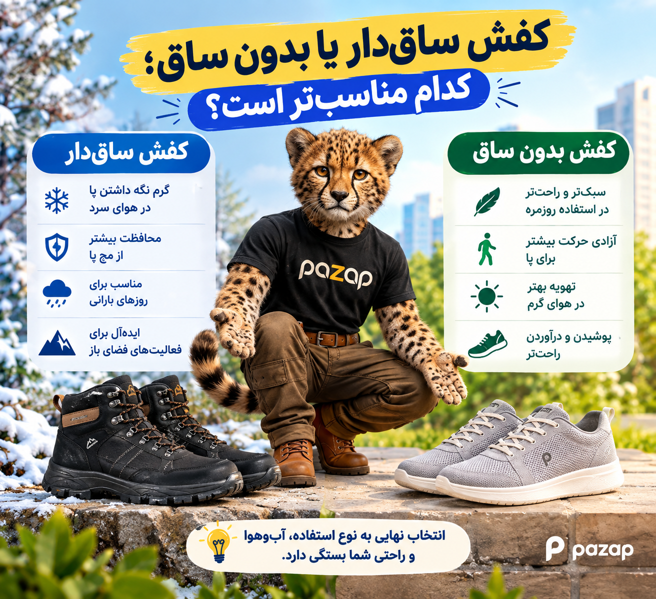 کفش ساق‌دار یا بدون ساق؛ کدام برای شما مناسب‌تر است؟ بررسی مزایا و تفاوت‌ها