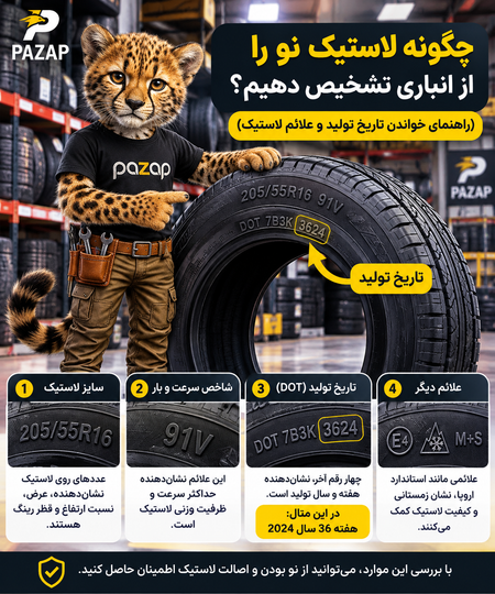 چگونه لاستیک نو را از انباری تشخیص دهیم؟ (راهنمای خواندن تاریخ تولید و علائم لاستیک)