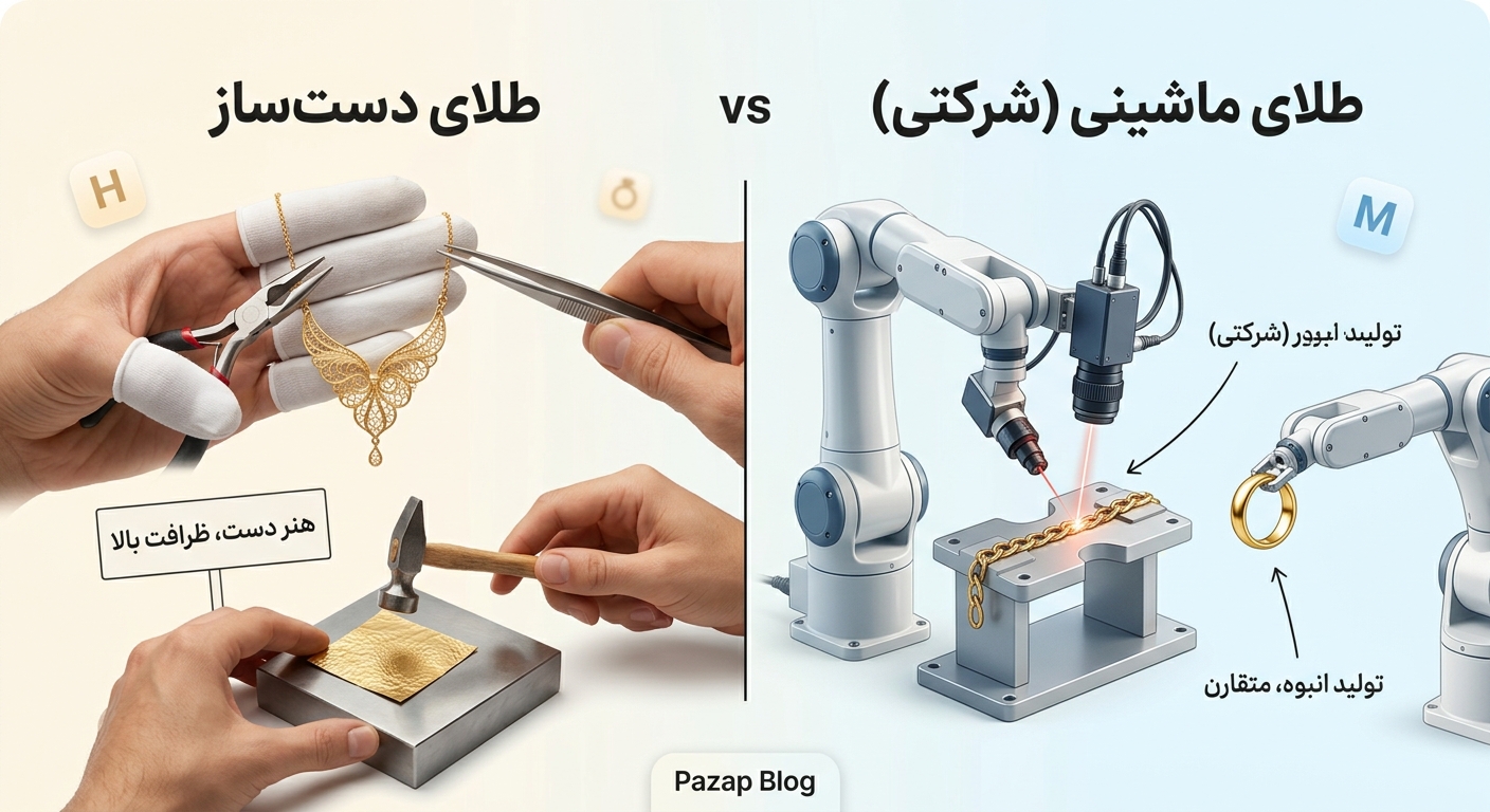 طلا دست ساز یا ماشینی؟ تفاوت‌ها، مزایا و راهنمای کامل انتخاب