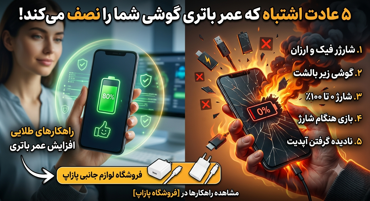 ۵ عادت اشتباه که عمر باتری گوشی شما را نصف می‌کند!
