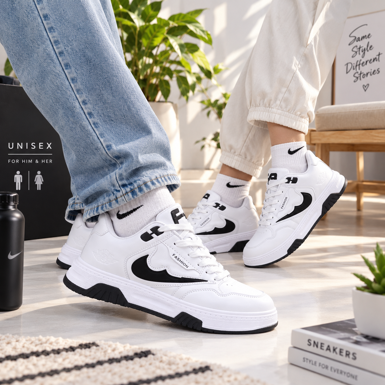 کتونی نایک فشن شارک ست زنانه ومردانه Nike Fashion Air – رنگ سفید خالص