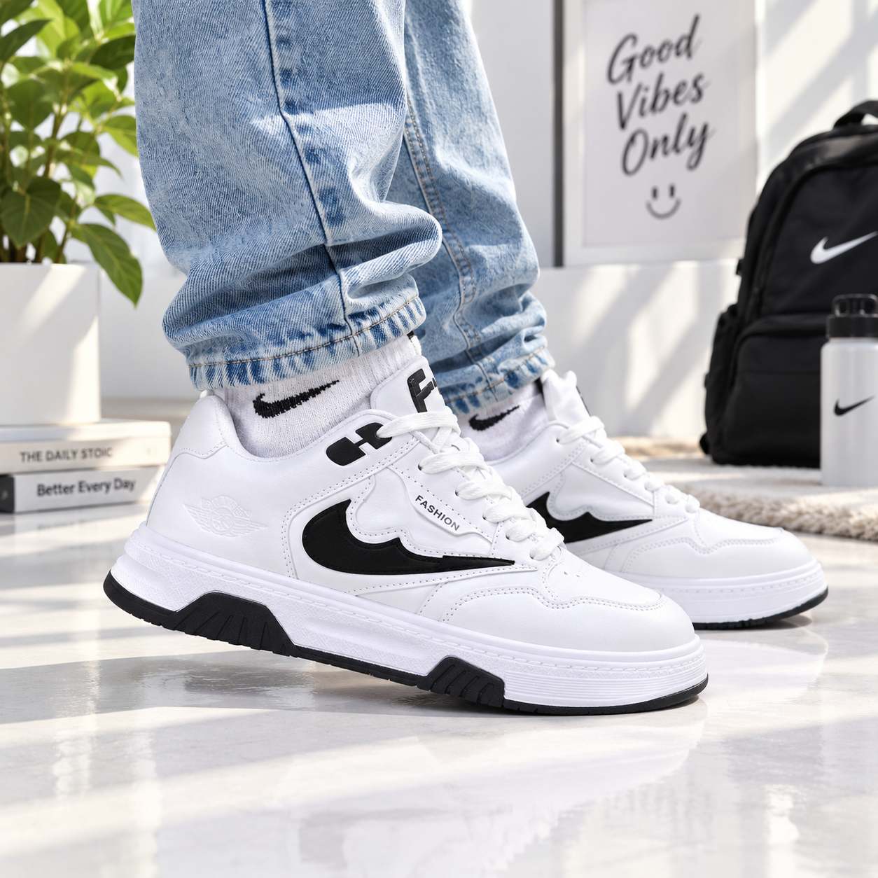 کتونی نایک فشن شارک ست زنانه ومردانه Nike Fashion Air – رنگ سفید خالص